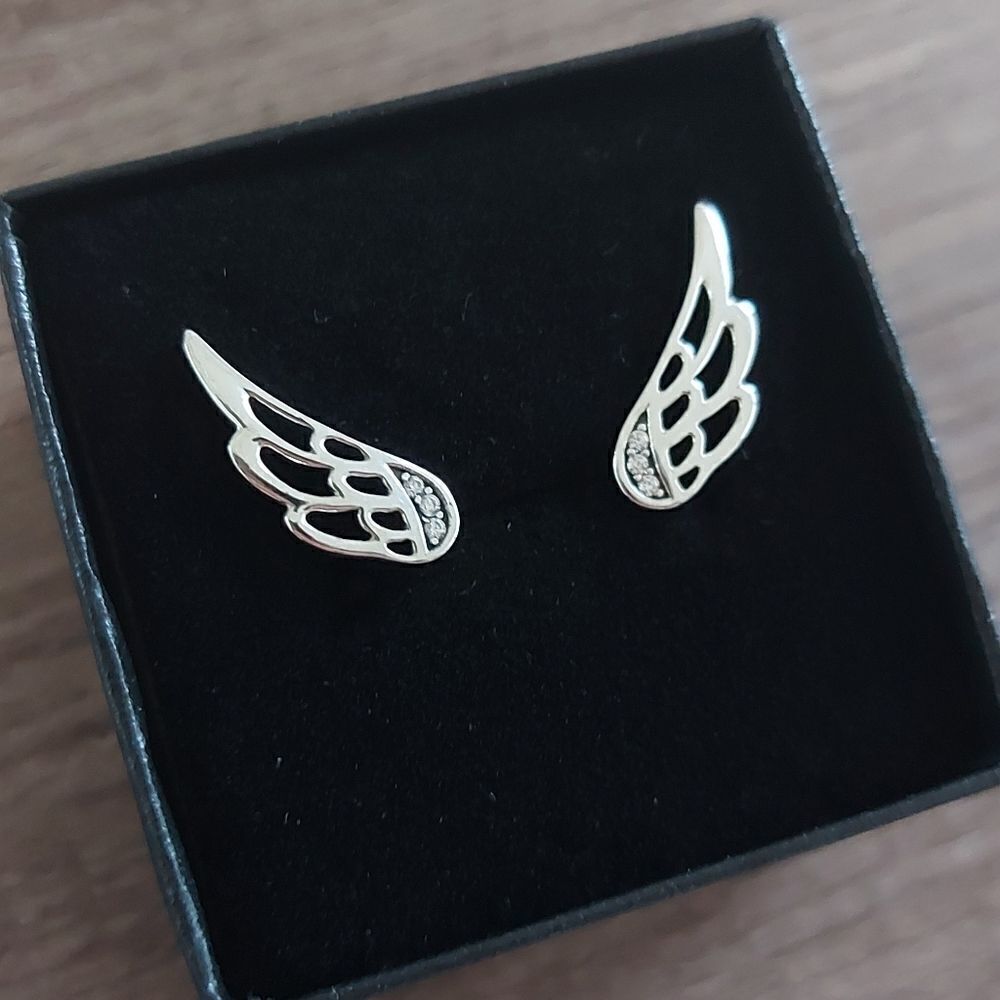 925 Sterling Silver Wings Earrings